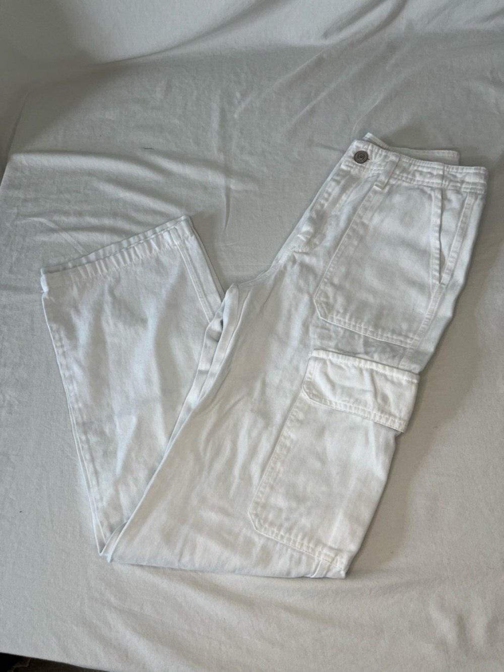 Zara high waist white cargo wide leg pants size 0